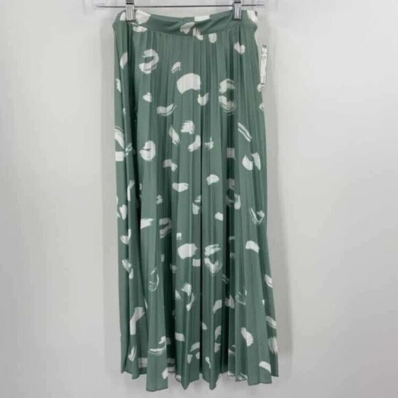 Asos Design Womens Size 4 High Rise Pleated Midi Skirt in Brush Stroke Print - Picture 4 of 8